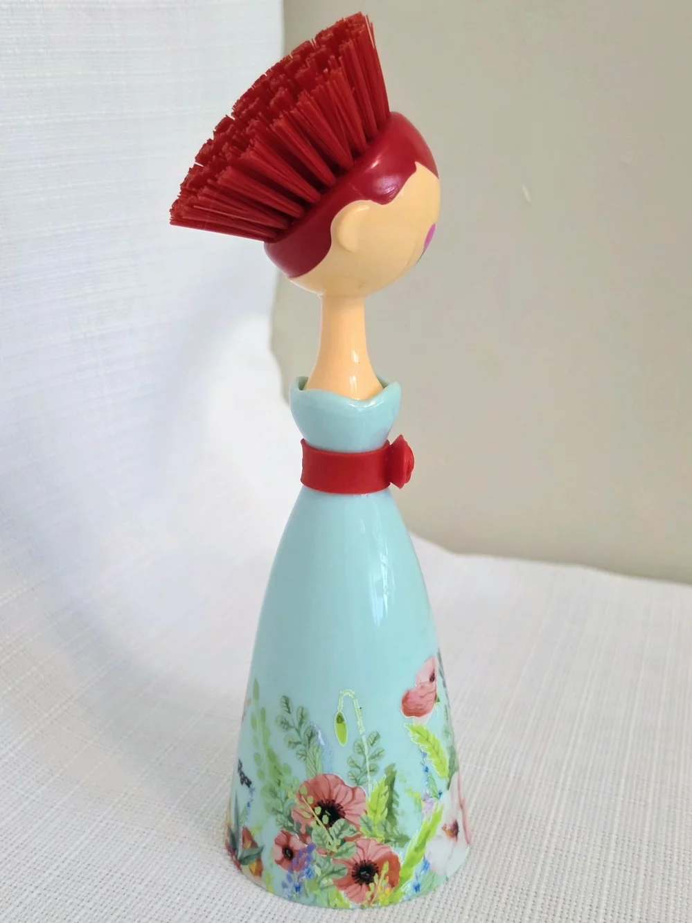 Vigar Doll Kitchen Scrub Brush Lady Green Dress Stand Red Hair Dish Farmhouse